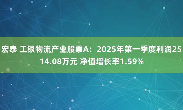 宏泰 工银物流产业股票A：2025年第一季度利润2514.08万元 净值增长率1.59%