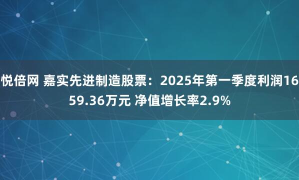 悦倍网 嘉实先进制造股票：2025年第一季度利润1659.36万元 净值增长率2.9%